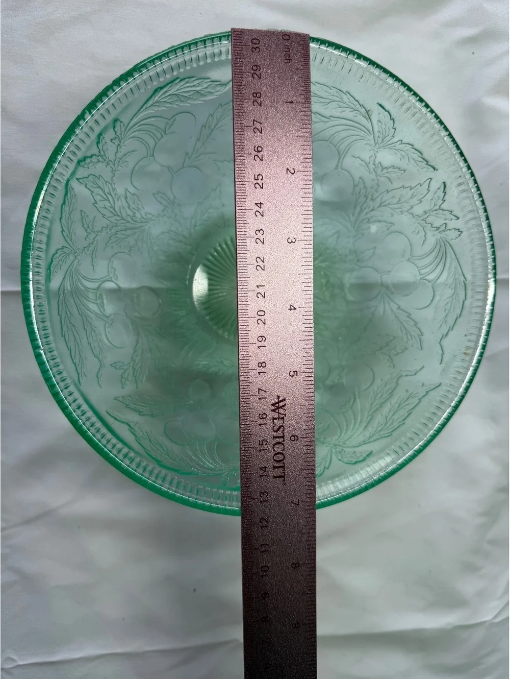 Jeannette Cherry Blossom Uranium Glass Bowl Green Depression Glass UV Glow